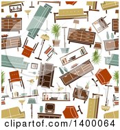 Poster, Art Print Of Seamless Background Pattern Of Retro Furniture