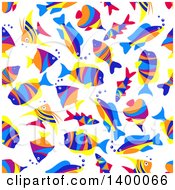 Clipart Of A Seamless Background Pattern Of Colorful Marine Fish Royalty Free Vector Illustration