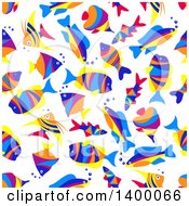 Poster, Art Print Of Seamless Background Pattern Of Colorful Marine Fish