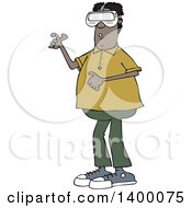 Poster, Art Print Of Cartoon Black Man Wearing Virtual Reality Glasses