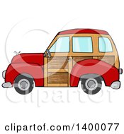 Poster, Art Print Of Red Woodie Station Wagon Car
