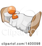 Clipart Of A Cartoon Orange Man Sleeping In A Bed Royalty Free Vector Illustration by Leo Blanchette