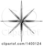 Clipart Of A Black And White Twinkling Star Royalty Free Vector Illustration