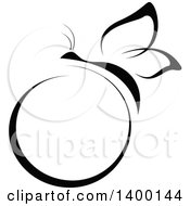 Poster, Art Print Of Black And White Butterfly And Circle Label