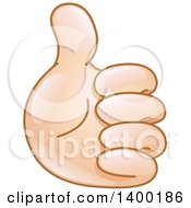 Poster, Art Print Of Caucasian Smiley Emoji Hand Holding A Thumb Up