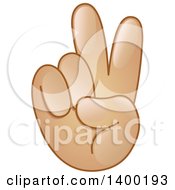 Smiley Emoji Hand In A Victory Or Peace Gesture