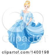 Clipart Of A Worried Blond Caucasian Princess Cinderella In A Blue Dress Royalty Free Vector Illustration by Pushkin
