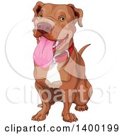 Clipart Of A Cute Happy Pit Bull Dog Sitting And Panting Royalty Free Vector Illustration
