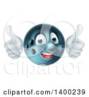 Clipart Of A Happy Bowling Ball Character Mascot Giving Two Thumbs Up Royalty Free Vector Illustration by AtStockIllustration