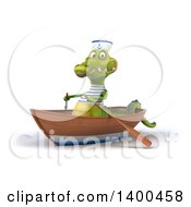 Clipart Of A 3d Sailor Crocodile Rowing A Boat On A White Background Royalty Free Illustration