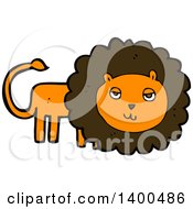 Poster, Art Print Of Cartoon Brown And Orange Male Lion