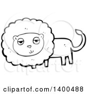 Clipart Of A Cartoon Black And White Male Lion Royalty Free Vector Illustration by lineartestpilot