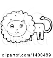 Clipart Of A Cartoon Black And White Male Lion Royalty Free Vector Illustration by lineartestpilot