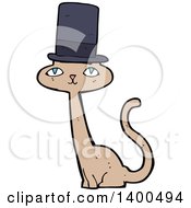 Poster, Art Print Of Cartoon Kitty Cat Wearing A Top Hat