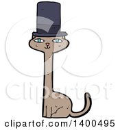 Poster, Art Print Of Cartoon Kitty Cat Wearing A Top Hat