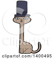 Clipart Of A Cartoon Kitty Cat Wearing A Top Hat Royalty Free Vector Illustration by lineartestpilot