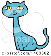 Clipart Of A Cartoon Blue Kitty Cat Royalty Free Vector Illustration