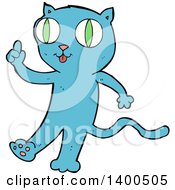 Poster, Art Print Of Cartoon Blue Kitty Cat