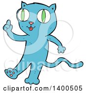 Clipart Of A Cartoon Blue Kitty Cat Royalty Free Vector Illustration