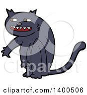 Clipart Of A Cartoon Black Kitty Cat Royalty Free Vector Illustration by lineartestpilot