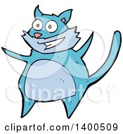 Poster, Art Print Of Cartoon Blue Kitty Cat