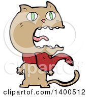 Poster, Art Print Of Cartoon Tan Kitty Cat Wearing A Scarf