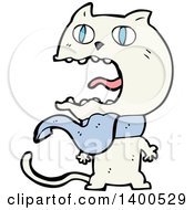 Poster, Art Print Of Cartoon White Kitty Cat Wearing A Scarf