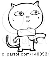 Poster, Art Print Of Cartoon Black And White Lineart Kitty Cat