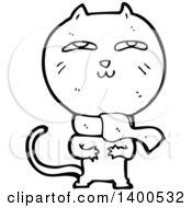Clipart Of A Cartoon Black And White Lineart Kitty Cat Royalty Free Vector Illustration
