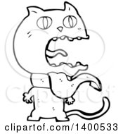 Poster, Art Print Of Cartoon Black And White Lineart Kitty Cat