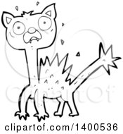 Poster, Art Print Of Cartoon Black And White Lineart Kitty Cat