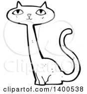 Poster, Art Print Of Cartoon Black And White Lineart Kitty Cat