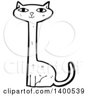 Poster, Art Print Of Cartoon Black And White Lineart Kitty Cat