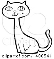 Poster, Art Print Of Cartoon Black And White Lineart Kitty Cat