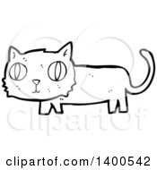 Poster, Art Print Of Cartoon Black And White Lineart Kitty Cat