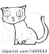 Poster, Art Print Of Cartoon Black And White Lineart Kitty Cat