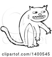 Poster, Art Print Of Cartoon Black And White Lineart Kitty Cat