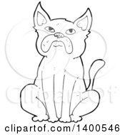 Poster, Art Print Of Cartoon Black And White Lineart Kitty Cat