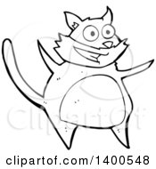 Poster, Art Print Of Cartoon Black And White Lineart Kitty Cat