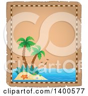 Poster, Art Print Of Parchment Border Of A Tropical Island With Palm Trees