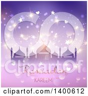 Ramadan Kareem Background With A Silhouetted Mosque Over Purple With Flares
