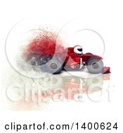 Poster, Art Print Of 3d Driver In A Formula One Race Car With Speed Effect On A White Background