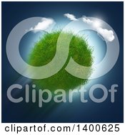 Clipart Of A 3d Grassy Planet With Sunshine And Clouds Royalty Free Illustration