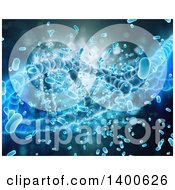 Poster, Art Print Of 3d Medical Background Of Dna Strands And Viruses On Blue