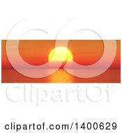 Clipart Of A 3d Orange Ocean Sunset Landscape Royalty Free Illustration