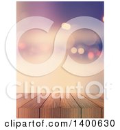 Poster, Art Print Of 3d Wood Bar Or Deck With A Blurred Background