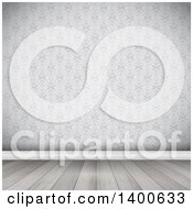 Clipart Of A 3d Room With Wallpaper And A Wood Floor Royalty Free Vector Illustration