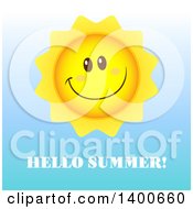 Poster, Art Print Of Happy Sun Smiling Over Hellow Summer Text
