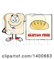 Poster, Art Print Of White Sliced Bread Character Mascot Holding A Gluten Free Sign