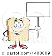 Poster, Art Print Of White Sliced Bread Character Mascot Holding Up A Blank Sign